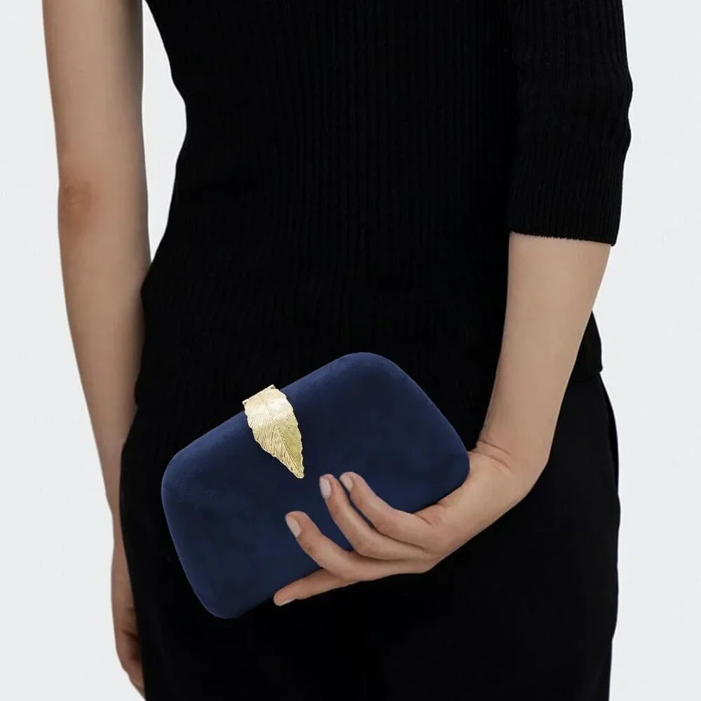 Women Solid Suede Clutch Bag Small Evening Shoulder Purse for Party